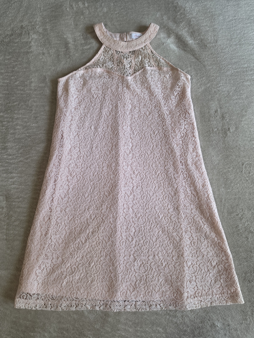 Candie's Light Blush Lace Halter Mini Dress